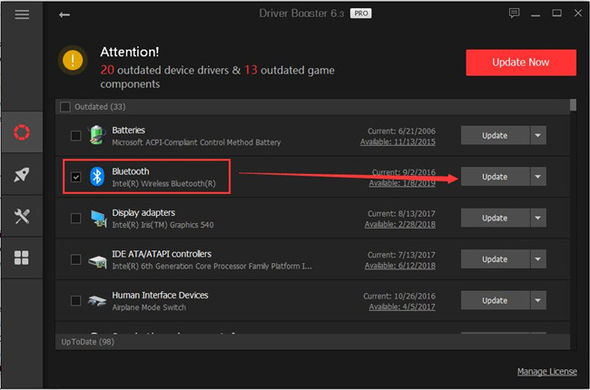 driver booster update bluetooth driver