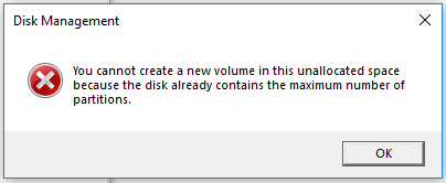 cannot create a new volume