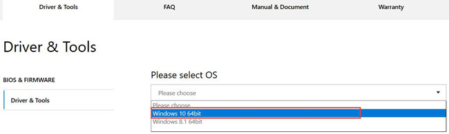 select windows 10 64 bit