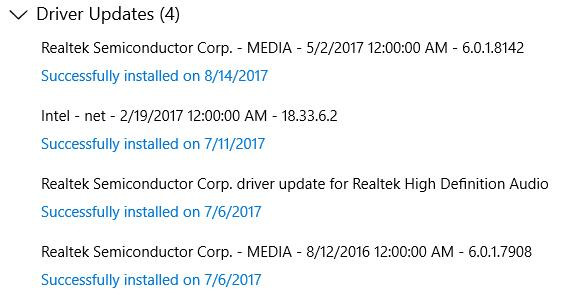 driver update history