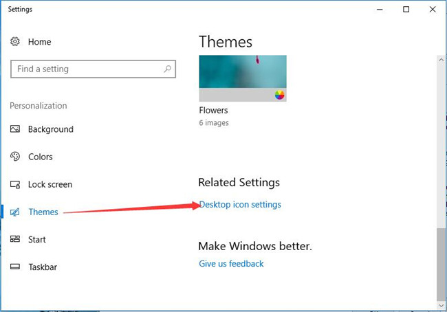 themes menu desktop icons