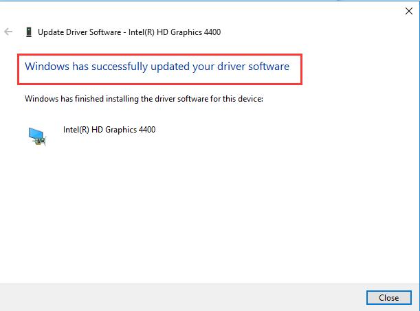 windows has successfully installed the latest intel graphic driver