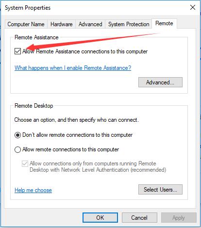 allow remote assistance connections to this computer