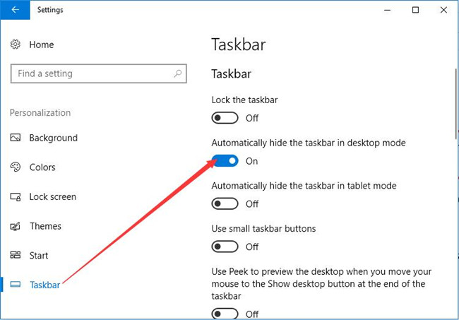 automatically hide the taskbar in desktop mode