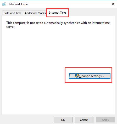 change internet time settings