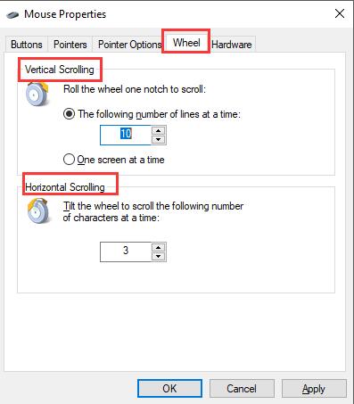 change mouse wheel in mouse properties