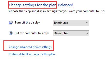 電源プランの設定を変更