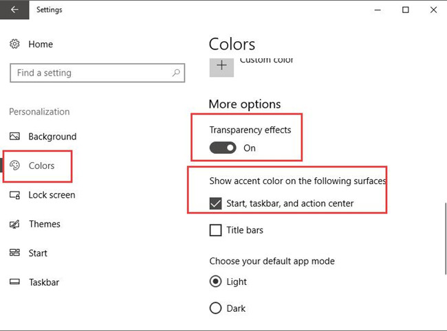 change taskbar color and tranparency
