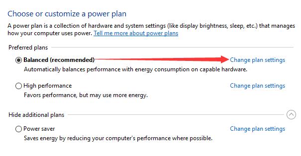 click change plan settings