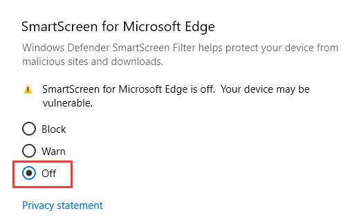 disable smartscreen for microsoft edge