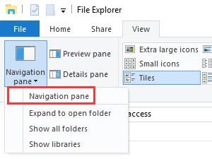 file explorer navigation pane