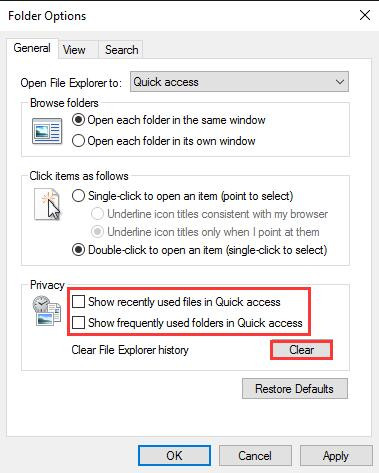 folder options privacy