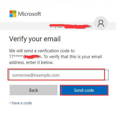 input email and send code