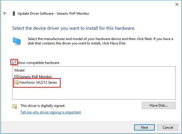 install compatible monitor device driver
