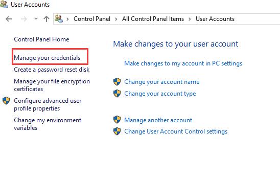 manage your credentials