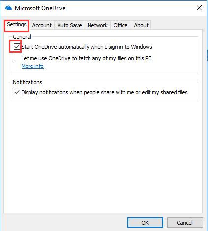 microsoft onedrive basic settings