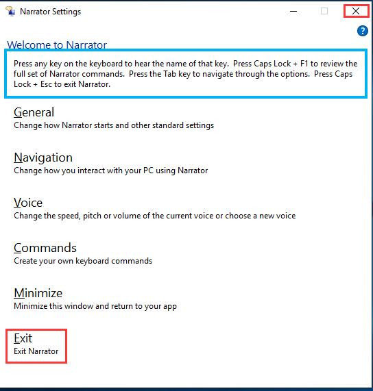 how to turn narrator off windows 10