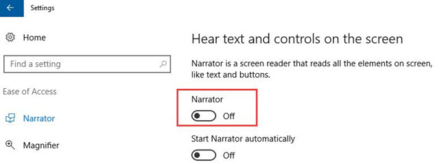 windows 10 narrator turn off