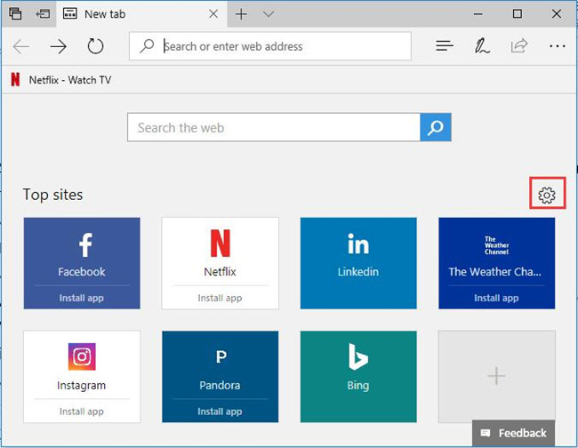 what is microsoft edge default home page