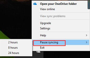 how to pause a onedrive download