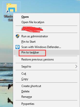 pin the folder to the taskbar