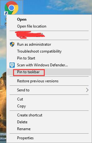 pin to the taskbar
