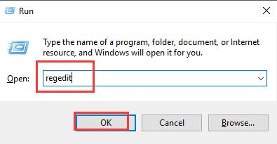 regedit in run