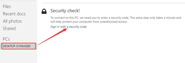 sign in with a security code