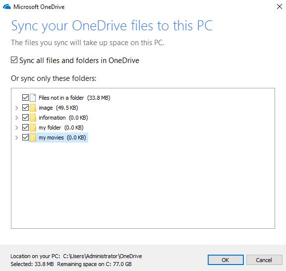 windows 10 sync folders to mycloud