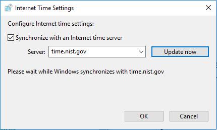 synchronize with an internet time server gov