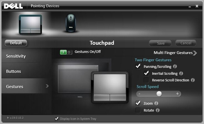 touchpad button gesture settings