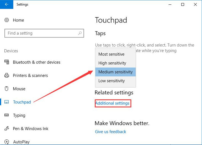 enable touchpad windows 7