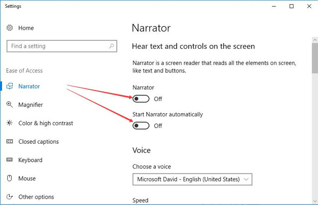 how to turn off windows 10 narrator