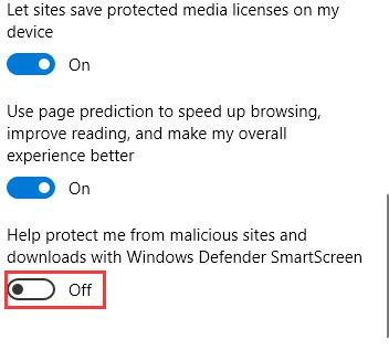turn off smartscreen