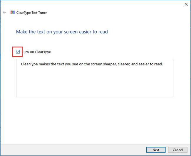 turn on cleartype