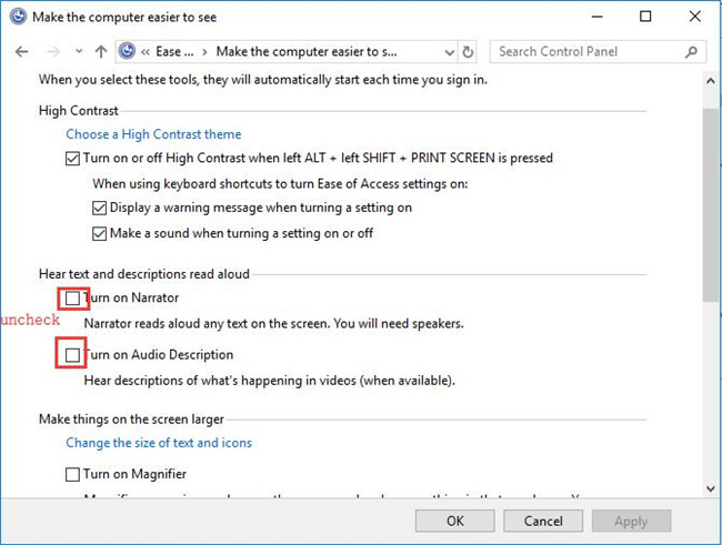 windows 10 how to turn off narrator