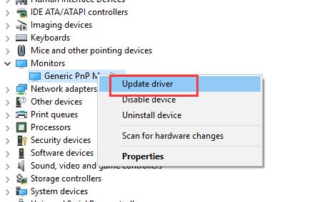 update generic pnp monitor driver