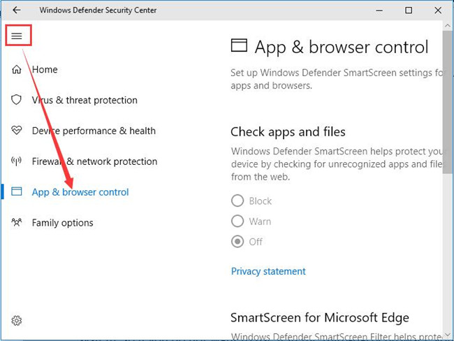 windows defender app browser tool