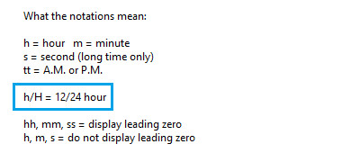 windows time notations