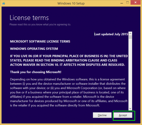 accept license terms