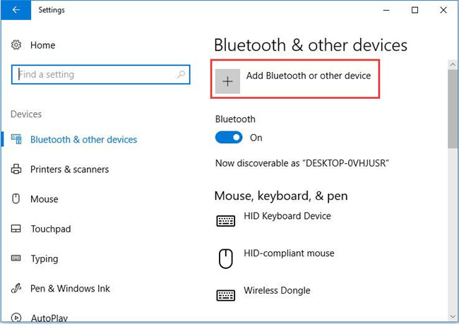 add bluetooth or other devices