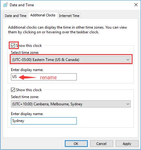 how to set analog clock in windows 10