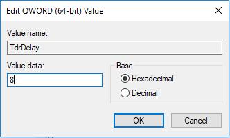 change tdrdelay value data to 8