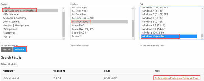 m audio fast track windows 10 drivers