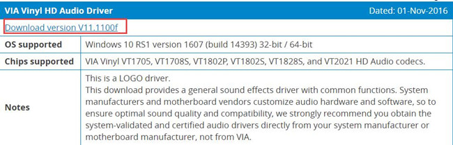 Via audio driver как установить