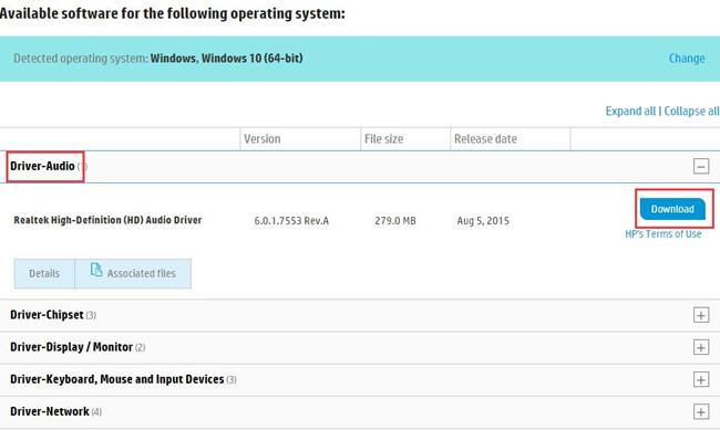 hp drivers download utility