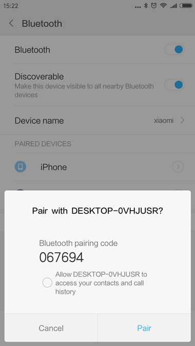 pair xiaomi phone to laptop
