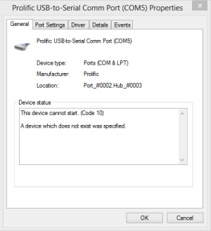 prolific serial to usb driver windows 10