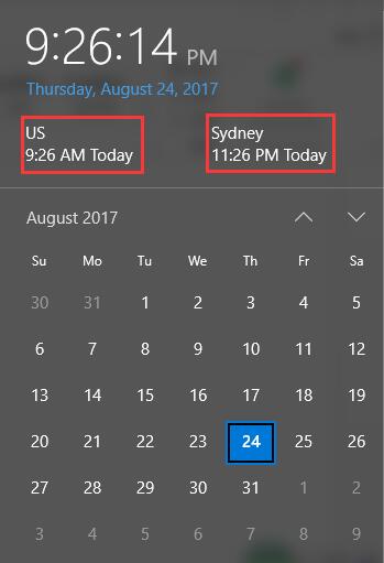 windows 10 desktop clock calendar