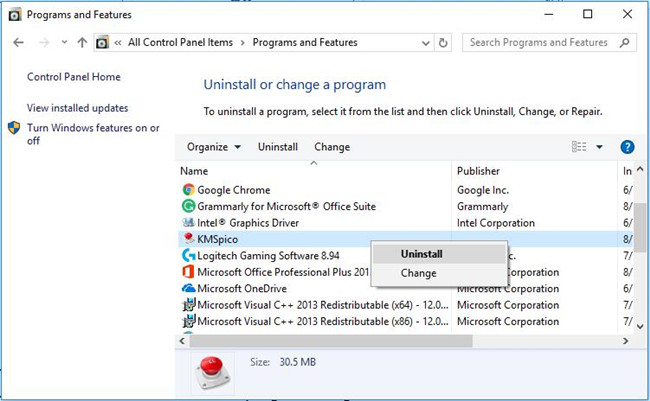 uninstall an error program